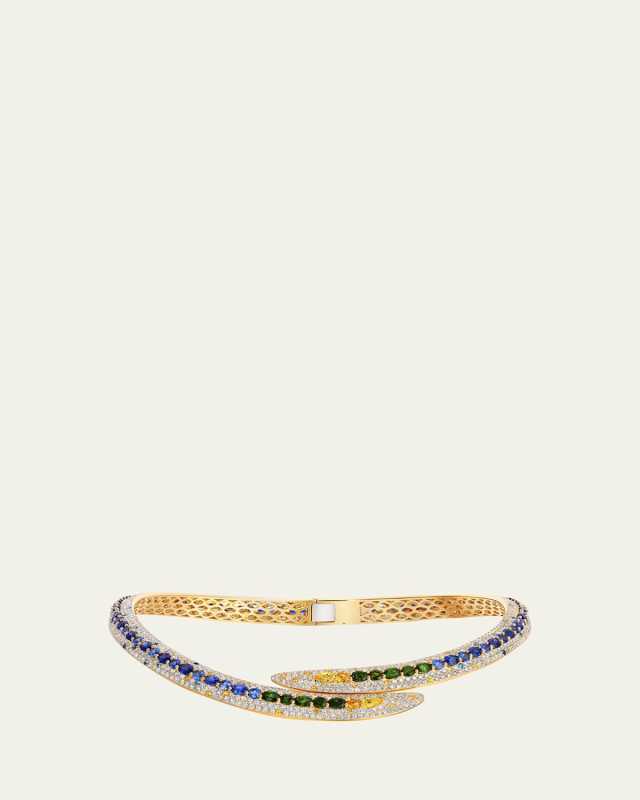 14K Yellow Gold Passaro Collar with Diamonds and Multi Gemstones